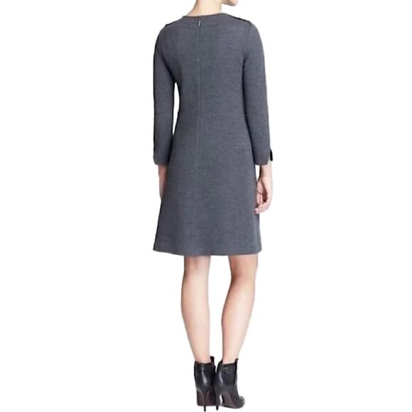 🌈 TORY BURCH Vienna Gray Wool Long Sleeve Dress small - Picture 2 of 12